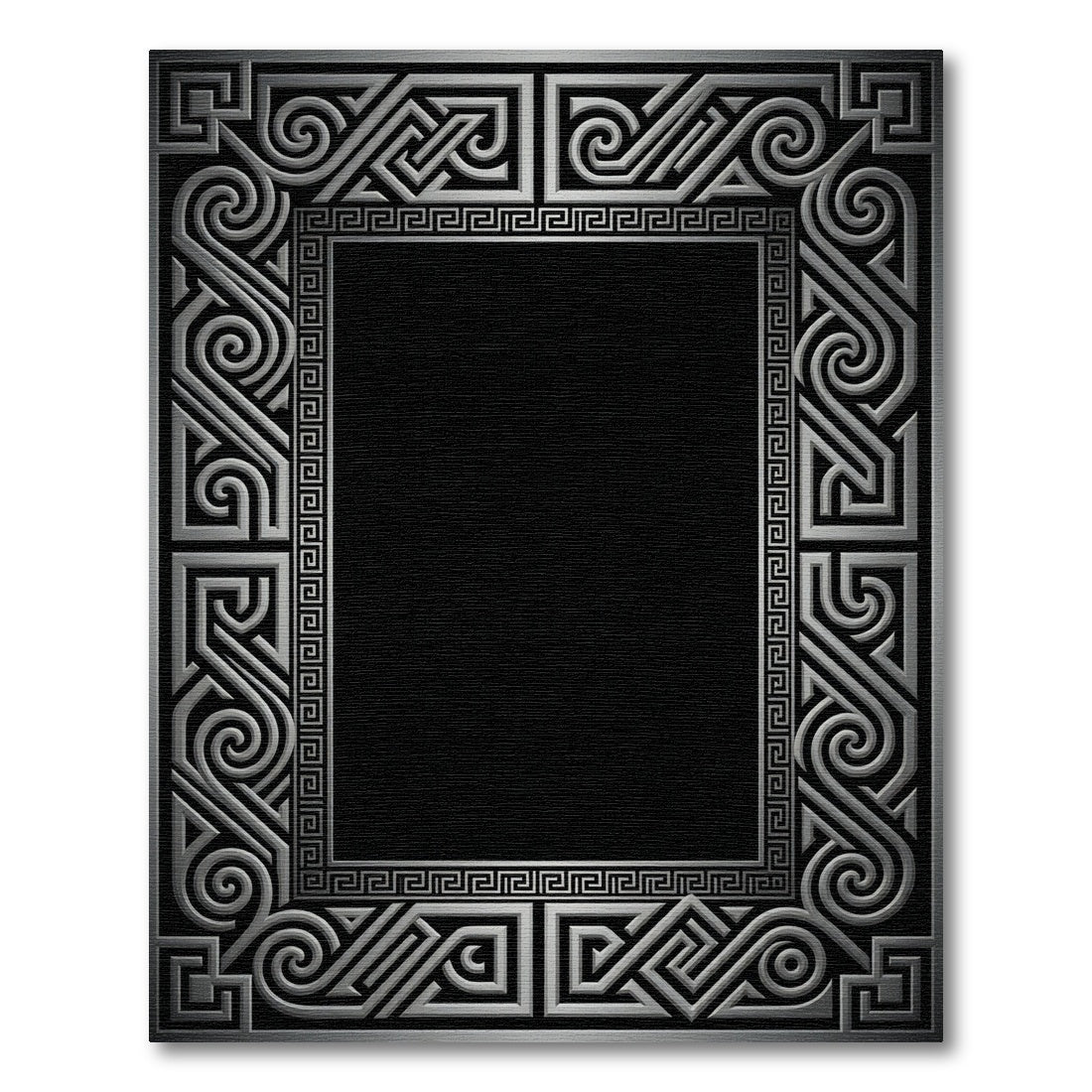 Silver Gray Geometric Interlocking Band Rug