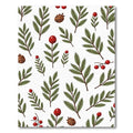 Green Pine Sprigs Red Berries Cones Rug