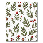 Green Pine Sprigs Red Berries Cones Rug