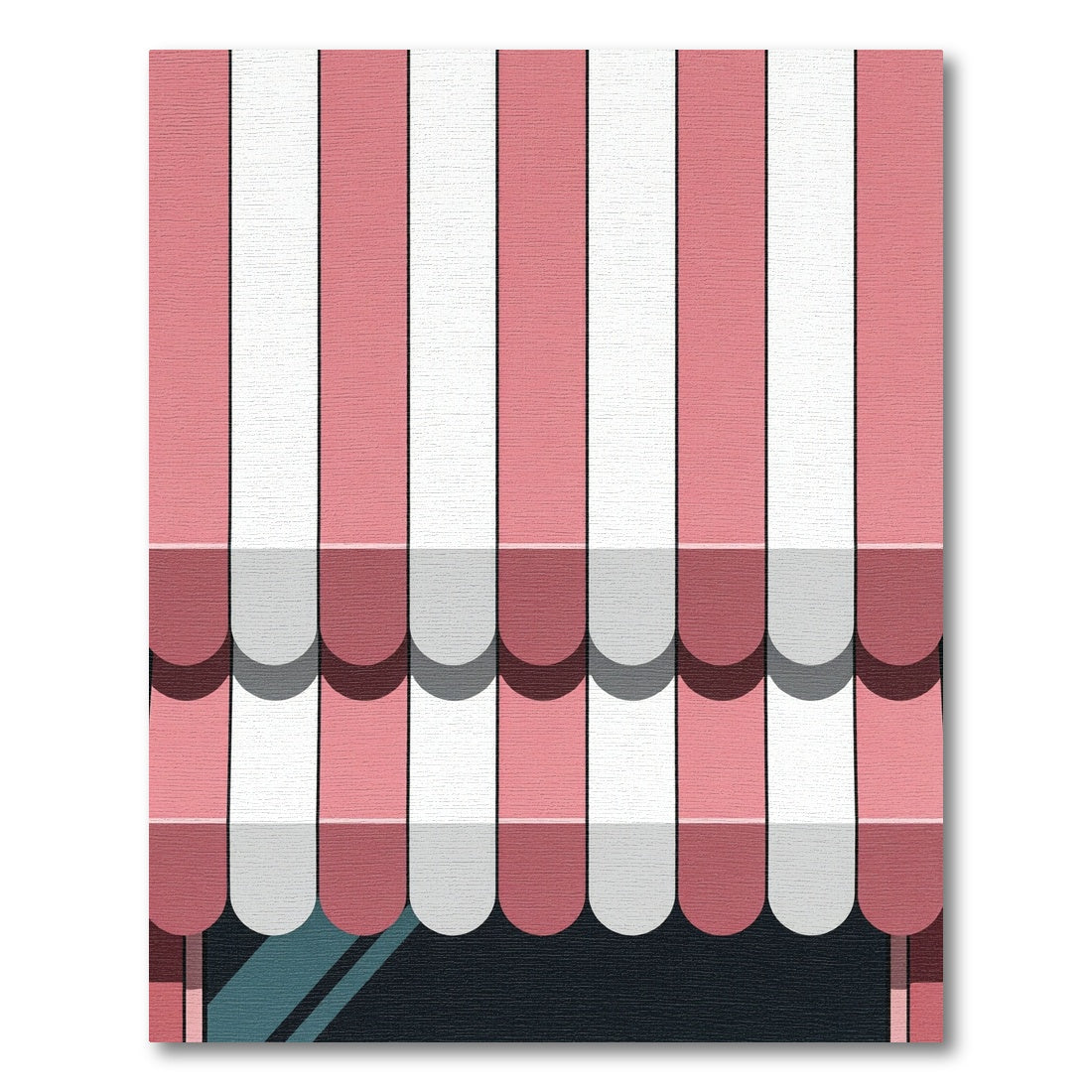 Pink White Stripe Awning Design Rug