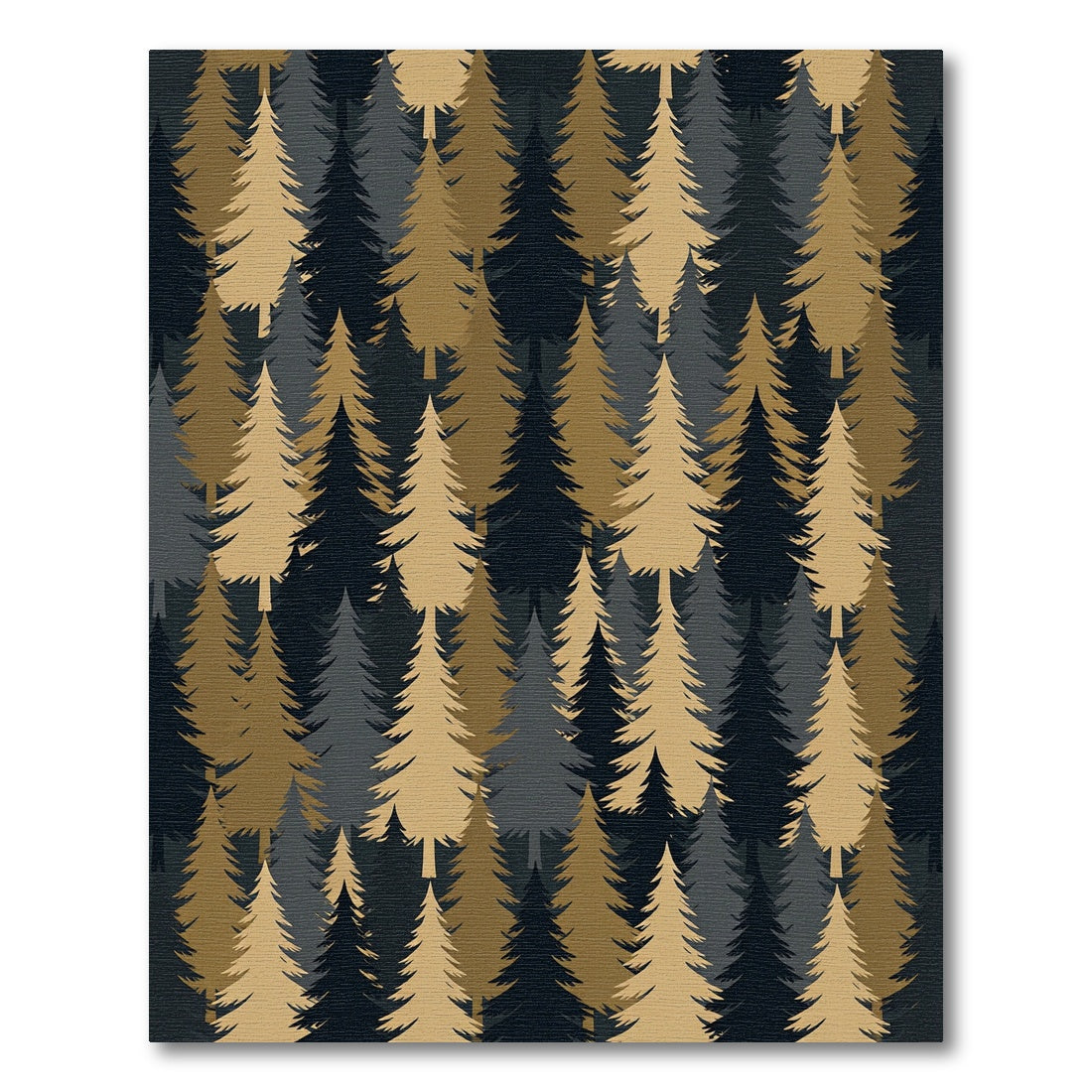 Gold and Charcoal Woodland Pine Rug
