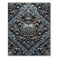 Elegant Silver Crowned Damask Heraldic Art Rug