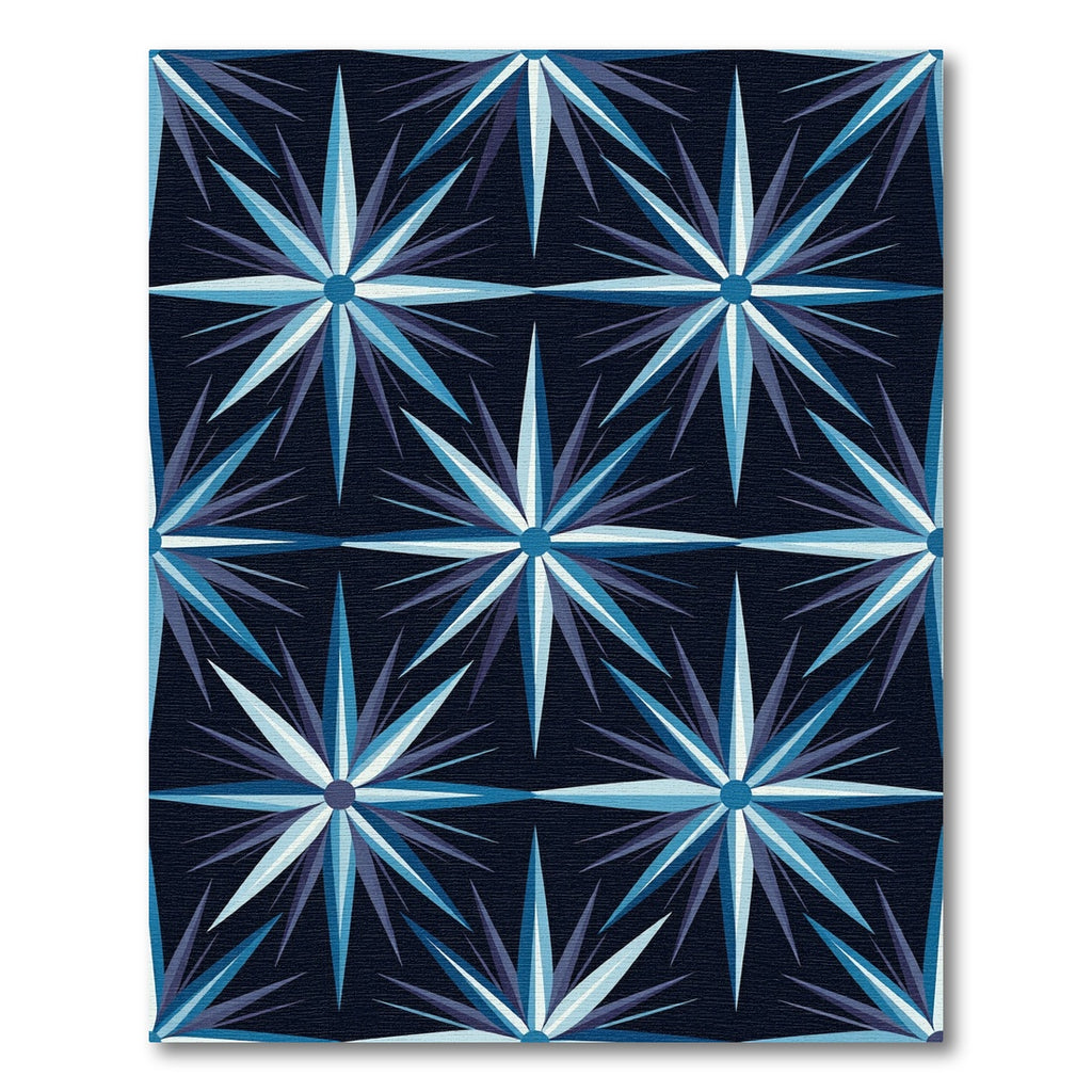 Deep Blue Starburst Geometric Rug
