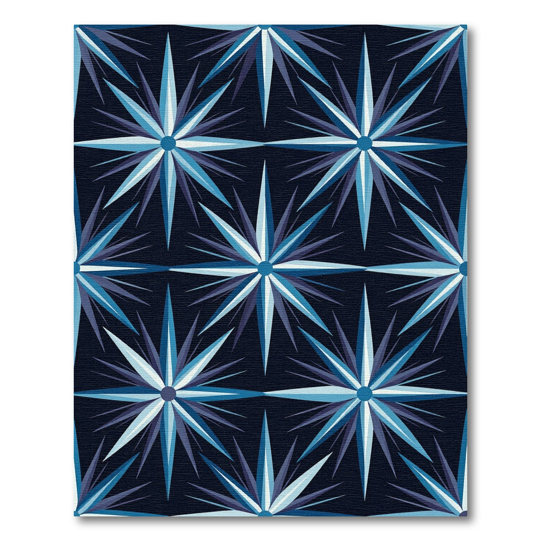Deep Blue Starburst Geometric Rug