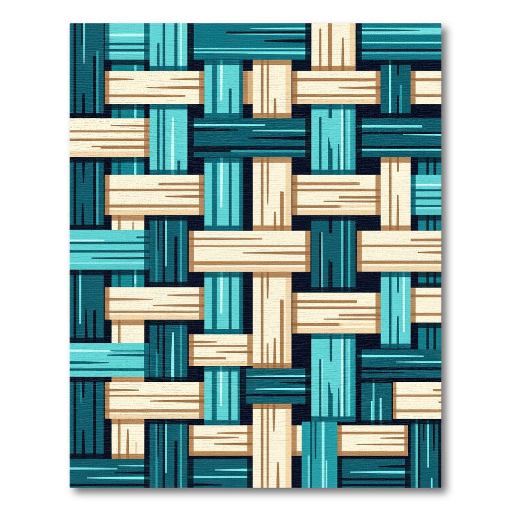 Teal Tan Woven Interlock Rug