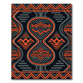 Bold Orange Charcoal Symmetric Tribal Geometric Rug
