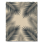 Minimalist Dark Tropical Palm Leaf Area Rug