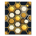 Golden Hexagonal Honeycomb Geometric Grid Rug