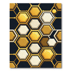 Golden Hexagonal Honeycomb Geometric Grid Rug