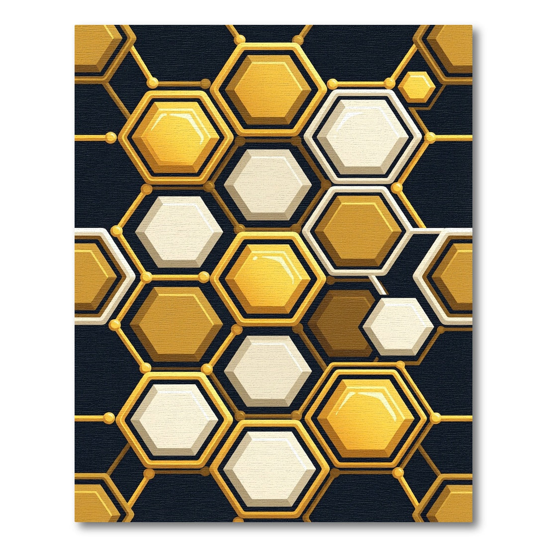 Golden Hexagonal Honeycomb Geometric Grid Rug