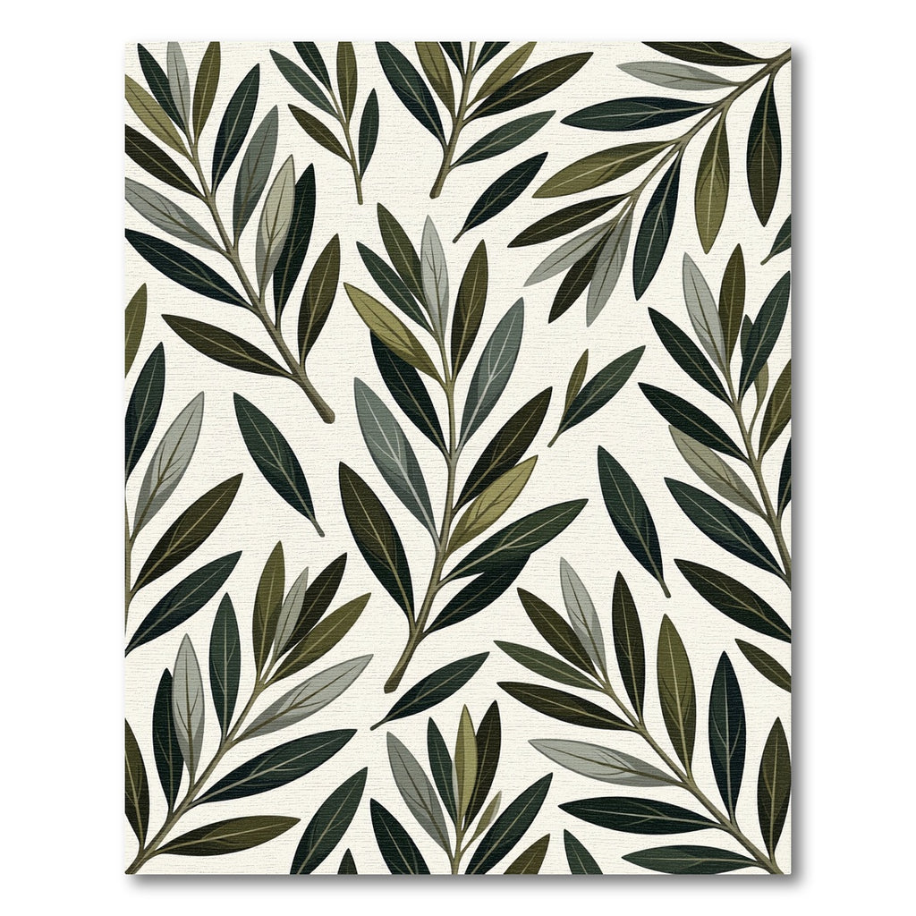 Earthy Green Olive Branch Collage Rug
