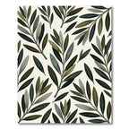 Earthy Green Olive Branch Collage Rug