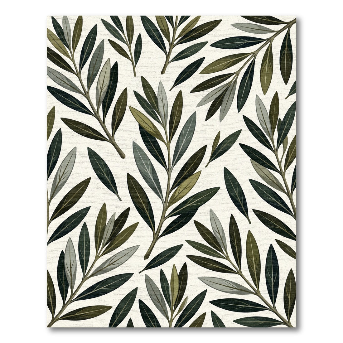 Earthy Green Olive Branch Collage Rug