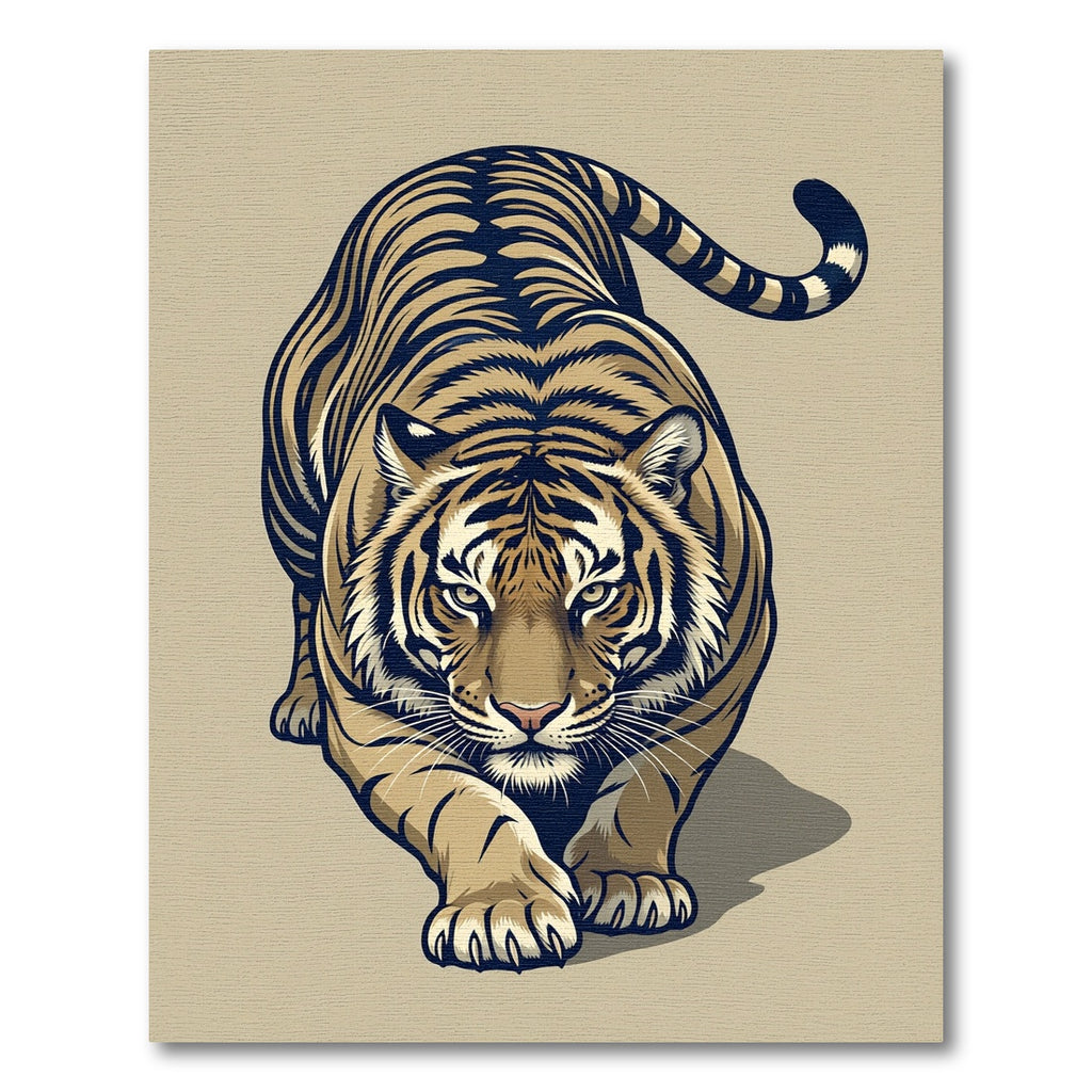 Striking Realistic Tiger Stalking Area Rug