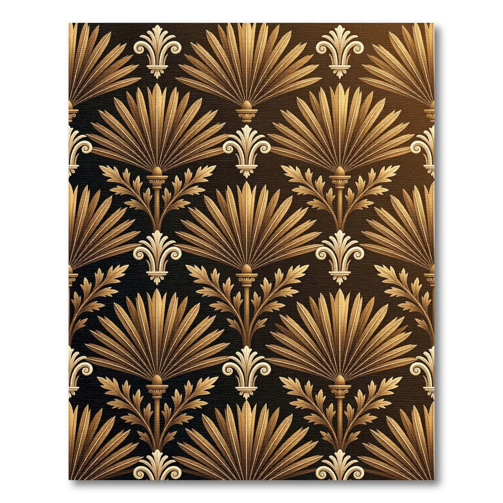 Gold Art Deco Fan Foliage Rug
