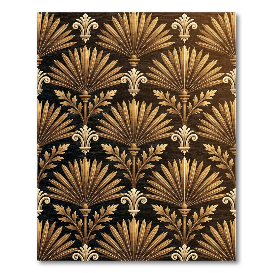 Gold Art Deco Fan Foliage Rug