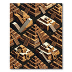 Isometric Aztec Temple Earth Tone Rug