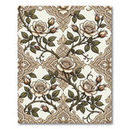 Elegant Cream Rose Floral Damask Rug