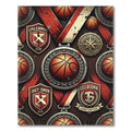 Vintage Basketball Emblem Medallion Rug