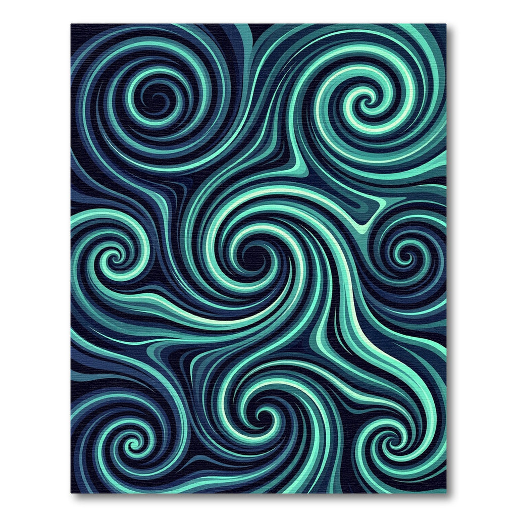 Deep Teal Abstract Fluid Wave Swirl Rug
