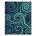 Deep Teal Abstract Fluid Wave Swirl Rug