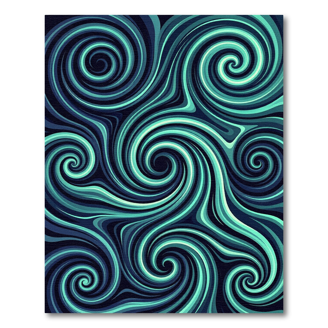 Deep Teal Abstract Fluid Wave Swirl Rug