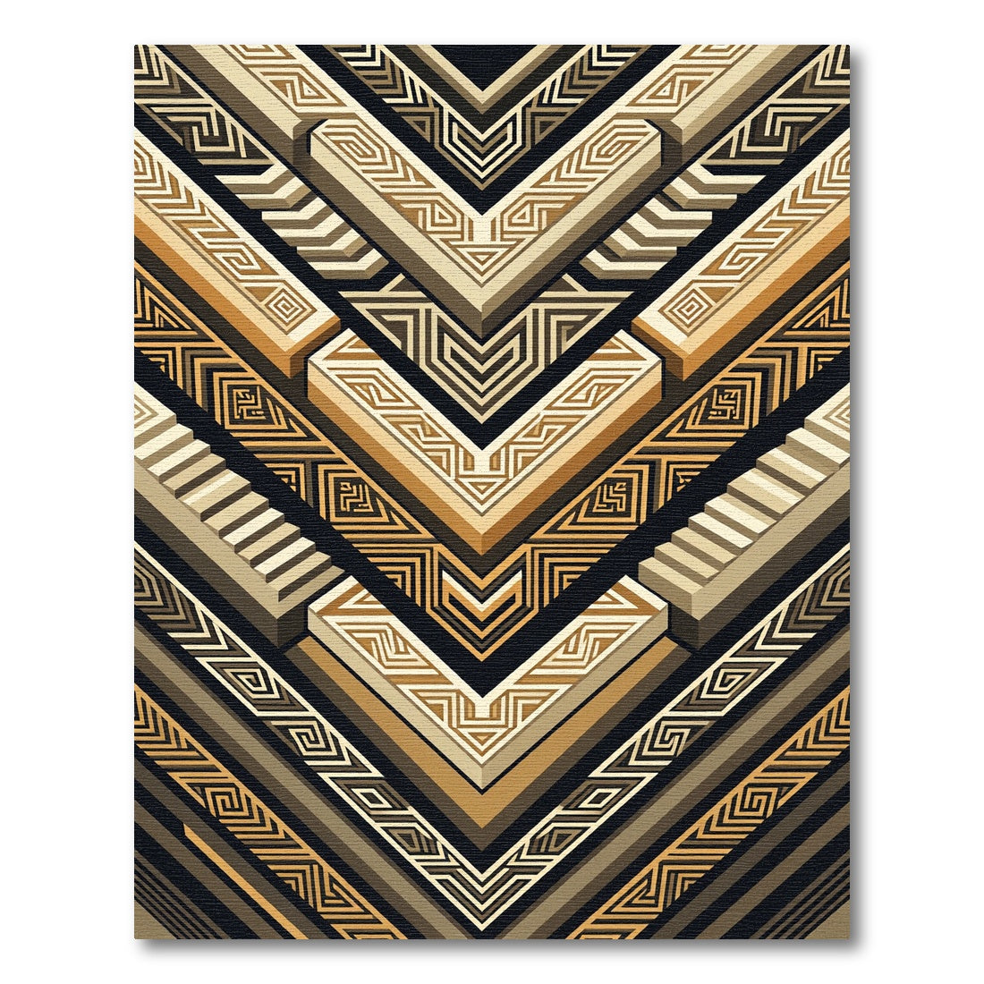 Golden Brown Geometric Chevron Accordion Rug