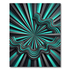 Cyan and Charcoal Abstract Wave Radiance Rug