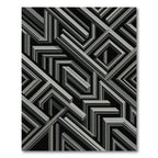 Gray Silver Geometric Maze Art Rug