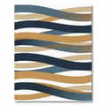 Contemporary Blue Ochre Wavy Ribbons Rug