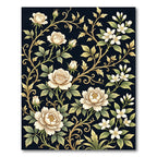 Cream Floral Vine Garden Rug