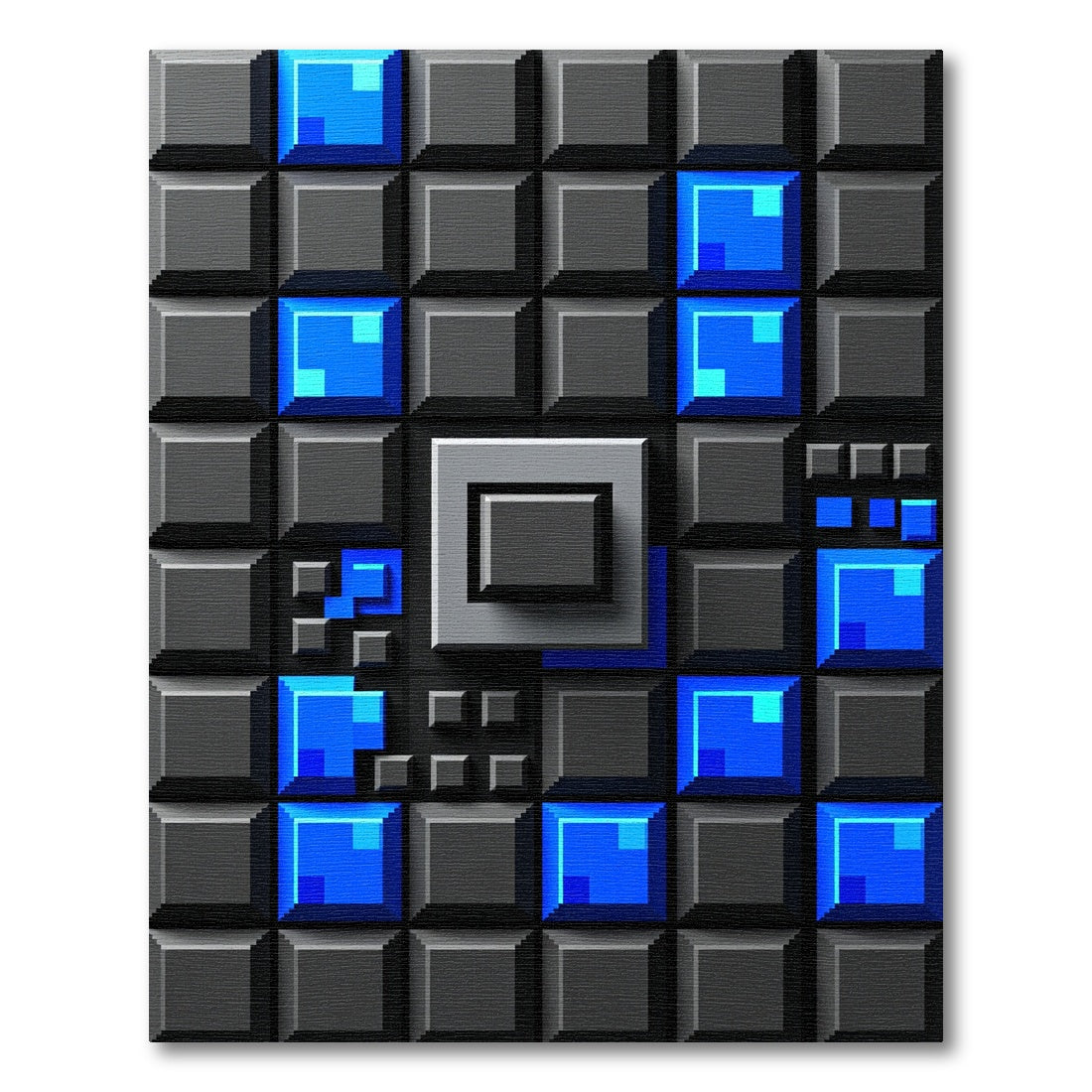 Modern Electric Blue Geometric Grid Rug