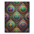 Ornate Jewel Tone Mandala Cross Tapestry Rug