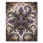 Ornate Royal Purple Gold Damask Rug