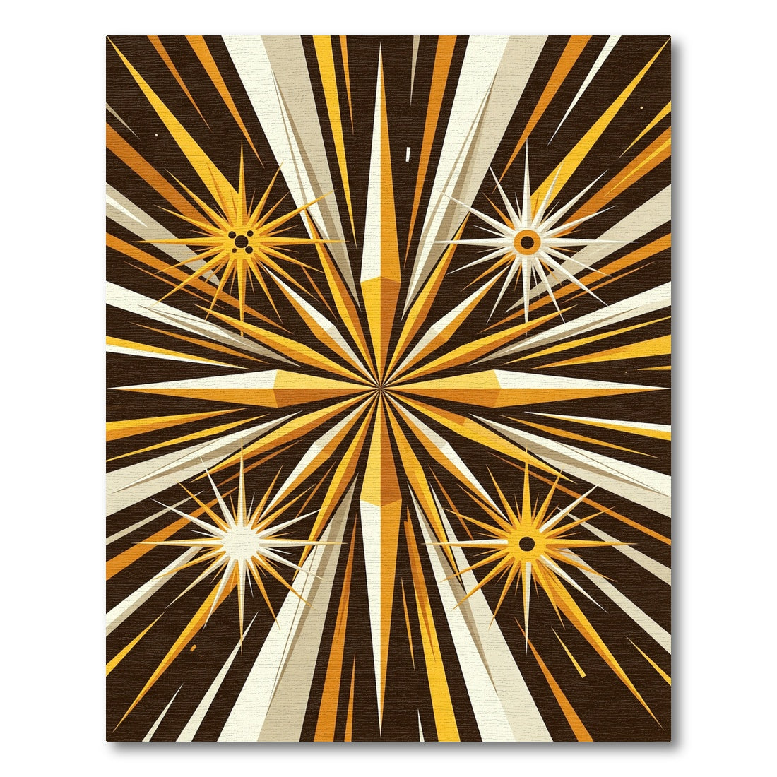 Radiant Golden Starburst Geometric Accents Rug