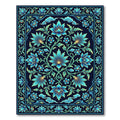 Cerulean Floral Symmetry Deep Azure Rug