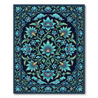 Cerulean Floral Symmetry Deep Azure Rug