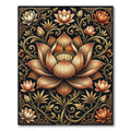 Ornate Golden Lotus Botanical Art Rug