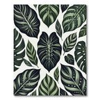 Dark Green Tropical Leaf Scatter Rug