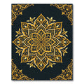 Ornate Golden Floral Mandala Ink Rug