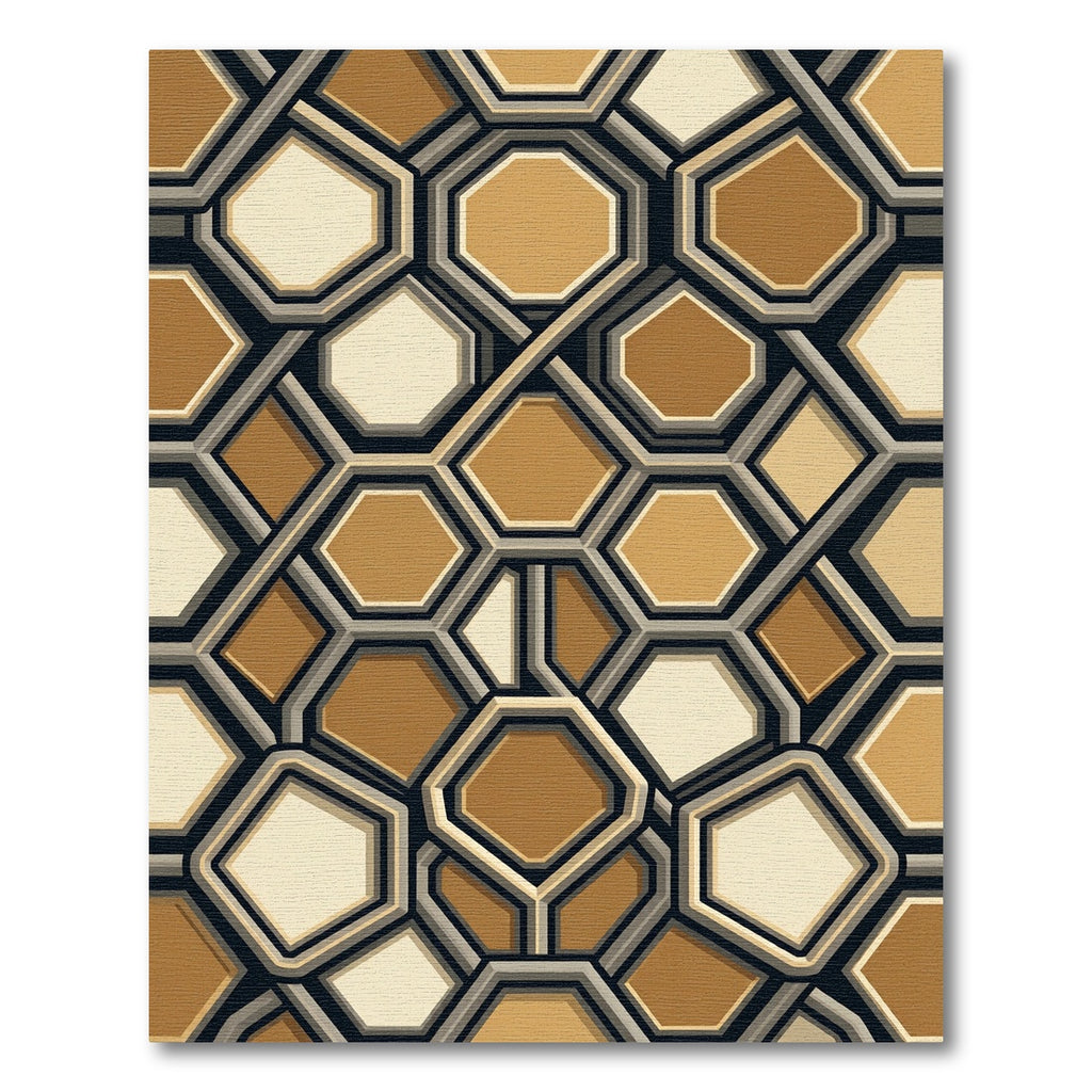 Geometric Hexagon Honeycomb Earth Tone Rug