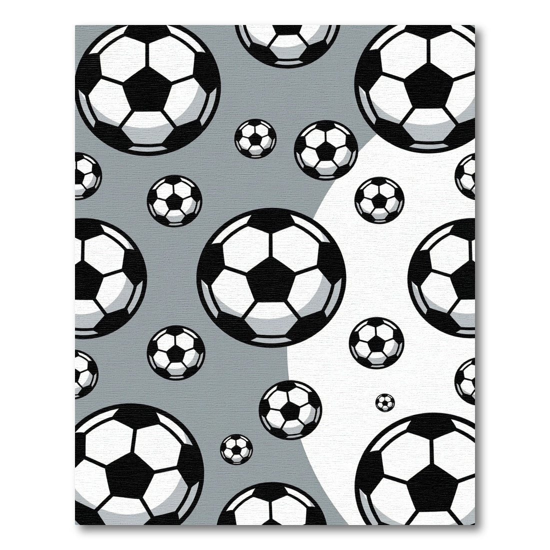 Monochrome Soccer Ball Floating Graphic Rug