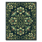 Emerald Botanical Floral Symmetry Art Rug