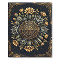 Ornate Golden Cactus Succulent Mandala Rug