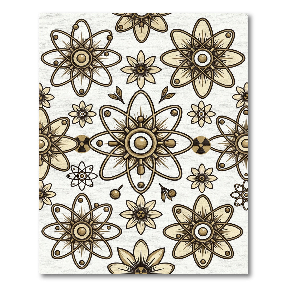 Golden Atomic Floral Symmetry Rug