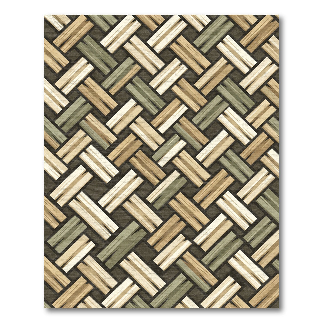 Woven Earth Tone Diagonal Basketweave Rug