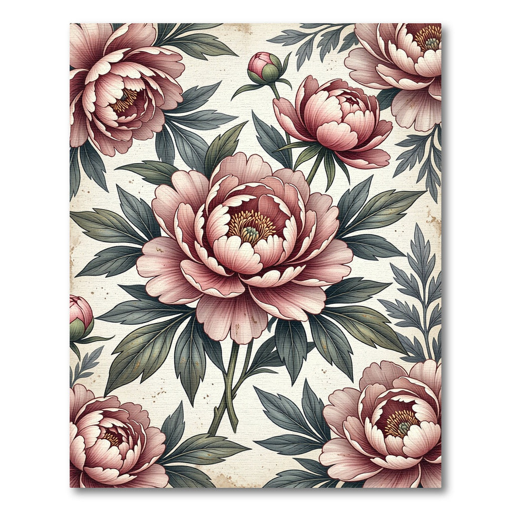 Blush Pink Peony Botanical Arrangement Rug