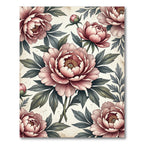 Blush Pink Peony Botanical Arrangement Rug