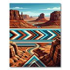 Southwestern Canyon Landscape Geometric Stripe Rug