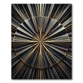 Dramatic Black Gold Art Deco Sunburst Rug